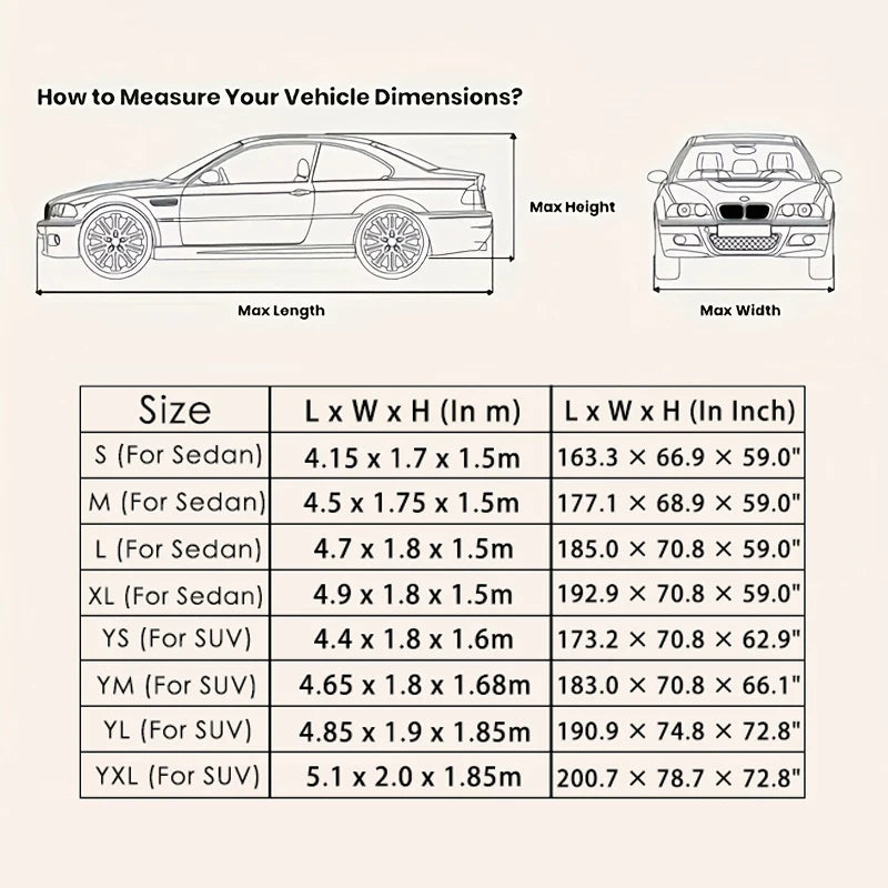 Auto-Schutzhülle für den Außenbereich – Schutz vor Sonne, Schnee, UV-Strahlung, Winter & Sommer – für SUV & Limousine – Sonnenschutz, staubdicht & wasserdicht – Schwarz/Silber