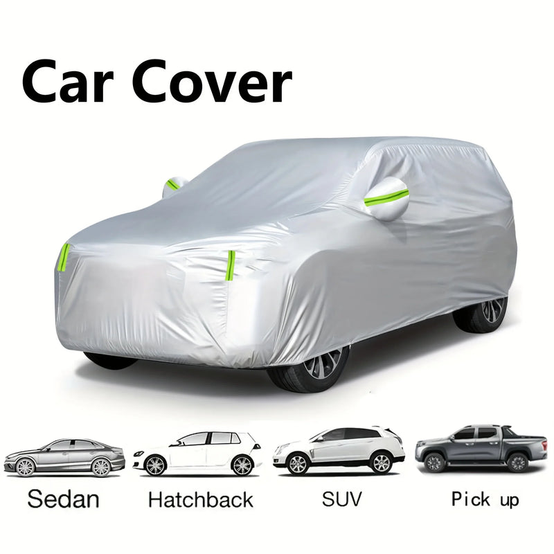 Auto-Schutzhülle für den Außenbereich – Schutz vor Sonne, Schnee, UV-Strahlung, Winter & Sommer – für SUV & Limousine – Sonnenschutz, staubdicht & wasserdicht – Schwarz/Silber