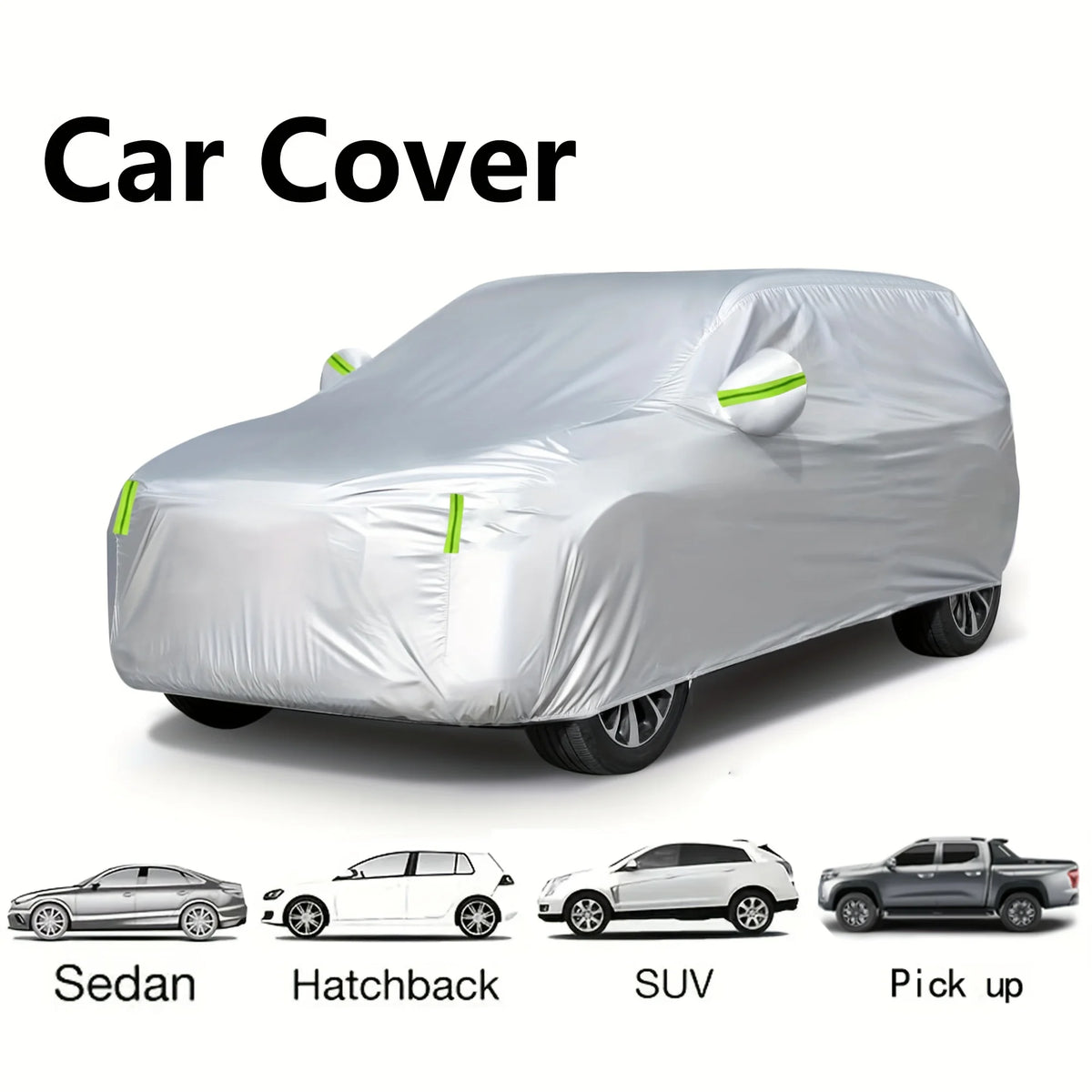 Auto-Schutzhülle für den Außenbereich – Schutz vor Sonne, Schnee, UV-Strahlung, Winter & Sommer – für SUV & Limousine – Sonnenschutz, staubdicht & wasserdicht – Schwarz/Silber