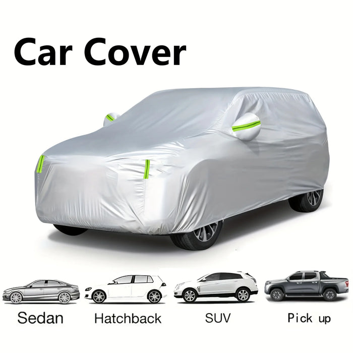 Auto-Schutzhülle für den Außenbereich – Schutz vor Sonne, Schnee, UV-Strahlung, Winter & Sommer – für SUV & Limousine – Sonnenschutz, staubdicht & wasserdicht – Schwarz/Silber