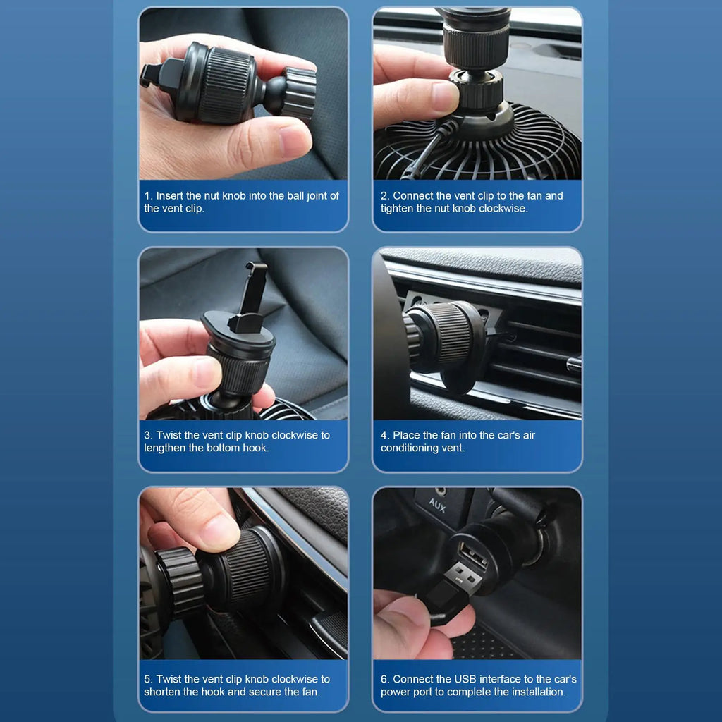 Tragbarer 5V-Autoventilator mit 3 Geschwindigkeitsstufen – Kühlgebläse für Pkw, Lkw, Wohnmobile, Boote, Golfcarts und Flugzeuge