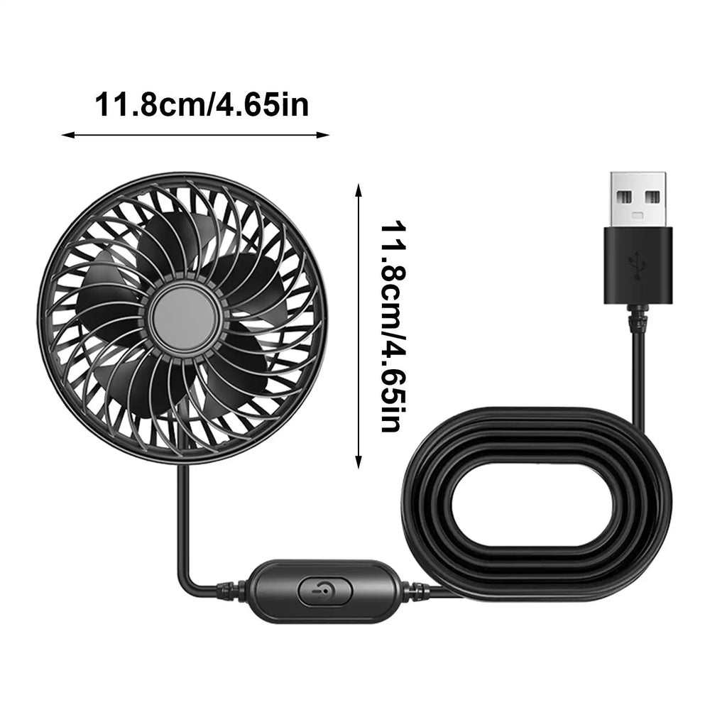 Tragbarer 5V-Autoventilator mit 3 Geschwindigkeitsstufen – Kühlgebläse für Pkw, Lkw, Wohnmobile, Boote, Golfcarts und Flugzeuge