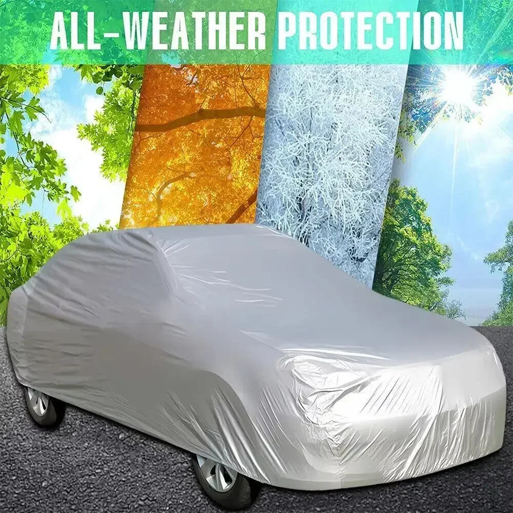 Auto-Schutzhülle für den Außenbereich – Schutz vor Sonne, Schnee, UV-Strahlung, Winter & Sommer – für SUV & Limousine – Sonnenschutz, staubdicht & wasserdicht – Schwarz/Silber
