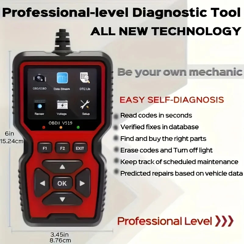 V519 OBD2-Scanner – Handgerät zur Fahrzeugüberprüfung und Fehlerdiagnose mit Live-Daten, Batterietest und mehr – USB-betrieben