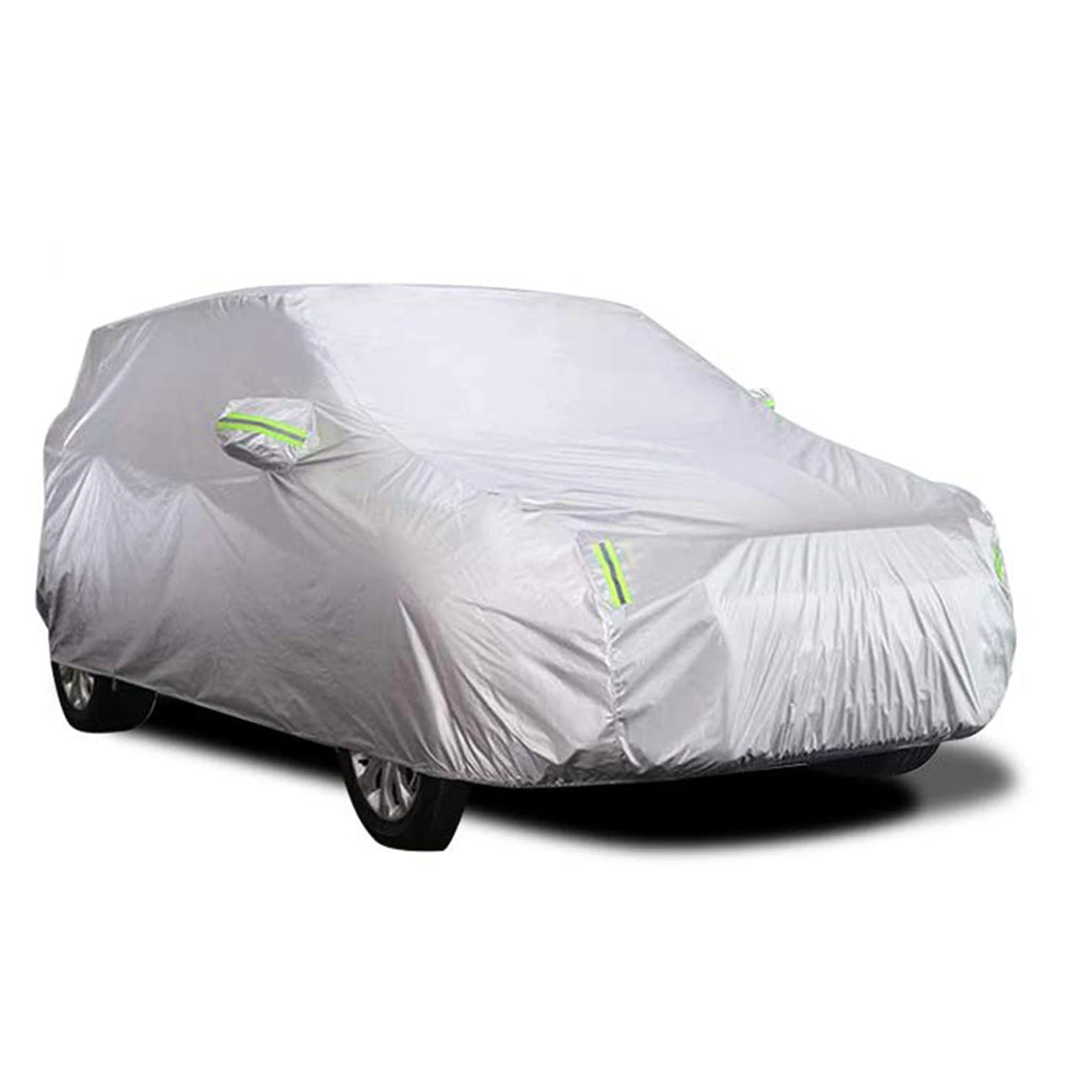 Auto-Schutzhülle für den Außenbereich – Schutz vor Sonne, Schnee, UV-Strahlung, Winter & Sommer – für SUV & Limousine – Sonnenschutz, staubdicht & wasserdicht – Schwarz/Silber
