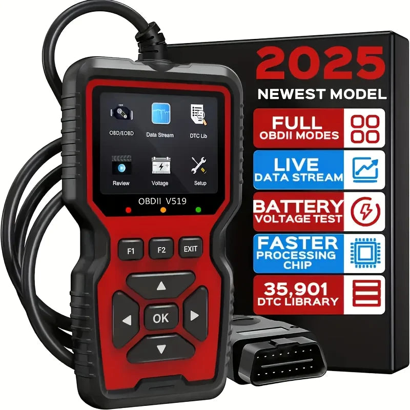 V519 OBD2-Scanner – Handgerät zur Fahrzeugüberprüfung und Fehlerdiagnose mit Live-Daten, Batterietest und mehr – USB-betrieben