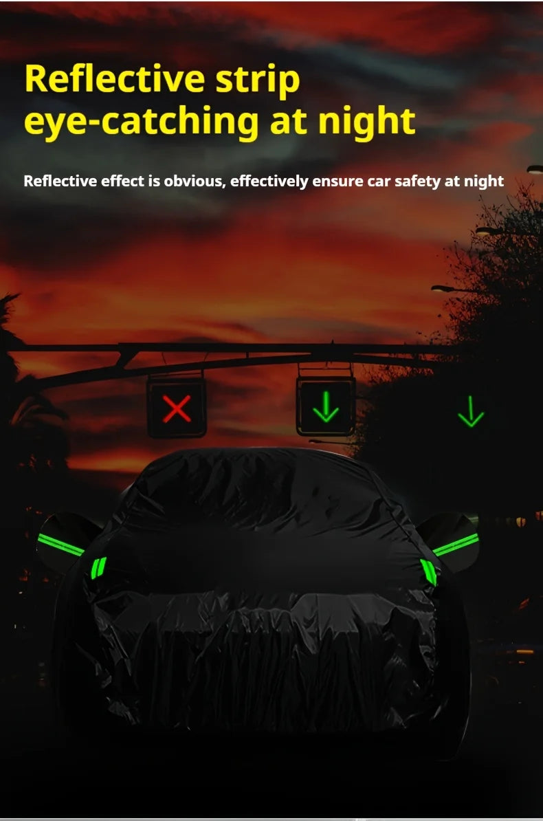 Auto-Schutzhülle für den Außenbereich – Schutz vor Sonne, Schnee, UV-Strahlung, Winter & Sommer – für SUV & Limousine – Sonnenschutz, staubdicht & wasserdicht – Schwarz/Silber