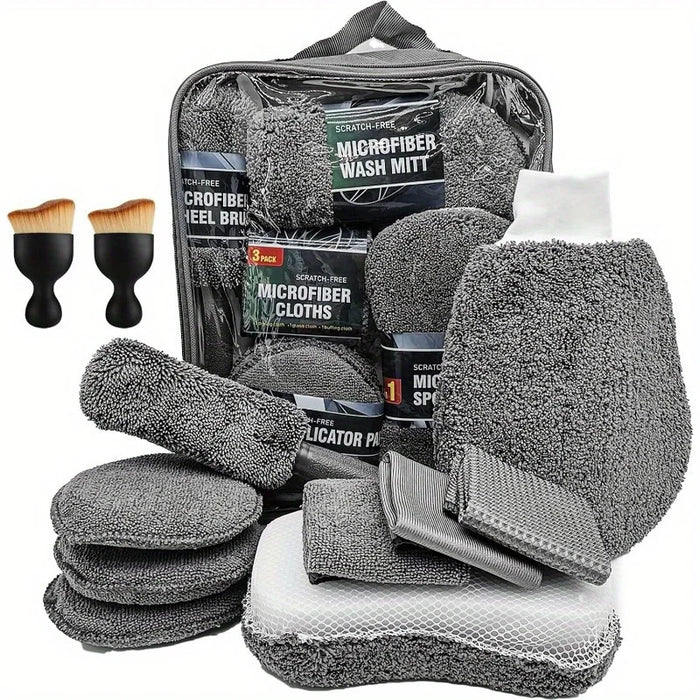 11pcs Car Cleaning Kit That Includes a Tire Brush, Microfiber Cleaning Gloves, Making It an Excellent Choice for Car Cleaning.